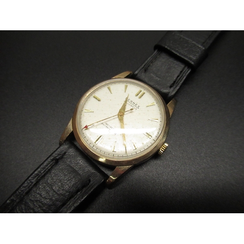 73 - Bernex 9ct gold cased hand wound wristwatch, signed silvered dial with applied gold coloured markers... 