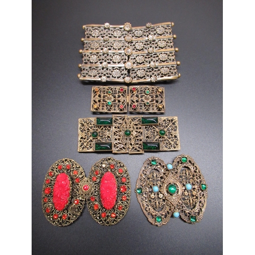 19 - Collection of early C20th and later belt buckles including an Egyptian revival style buckle with sca... 