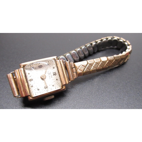 72 - Ladies Ancre 18k gold cased hand wound wristwatch, signed silvered dial with Arabic and dot marked h... 