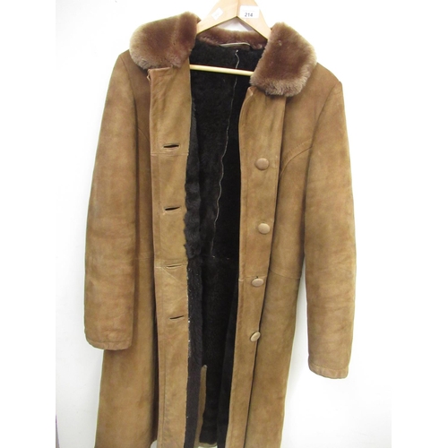 214 - Ladies 3/4 length sheepskin jacket with fur lined collar and lining