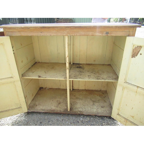 150 - Victorian pine kitchen cupboard,  two panelled doors, with single shelf, W110cm D51cm H100cm