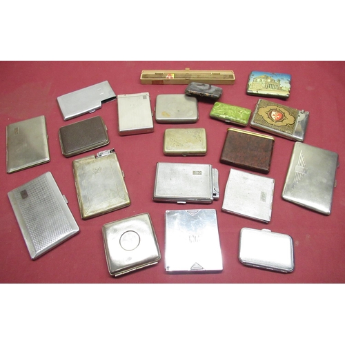 172 - Collection of 1920's and later EPNS, silver and chrome plated cigarette cases, some souvenir, some w... 