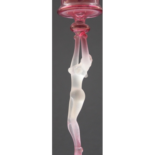 833 - Joye Colbeck Cameo art glass vase, ltd ed. no 1 of 10, H19cm, and a small Murano Venetian figural st... 