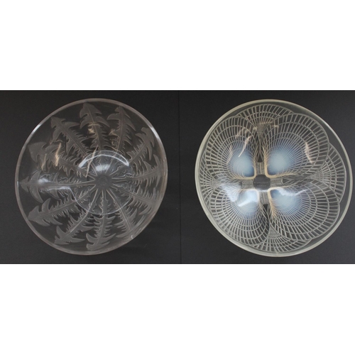 856 - c.1930's R. Lalique opalescent glass Coquille Fruit bowl together with a R. Lalique frosted glass fr... 