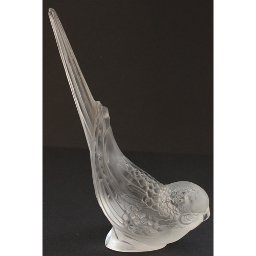 859 - Lalique frosted glass budgerigar figurine, H15cm