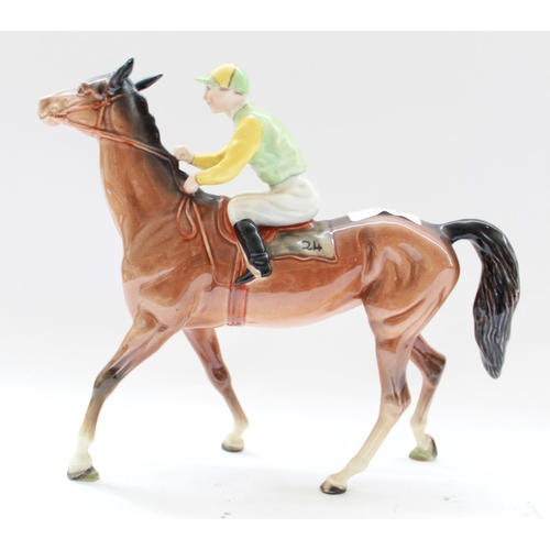 750 - Beswick model of walking racehorse and jockey, in colourway no. 2, number on saddlecloth, model no. ... 