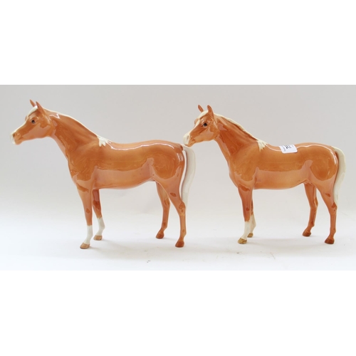 755 - Two Beswick models of Arab Bahram stallions, in palomino colourways, model no. 1772 (2)