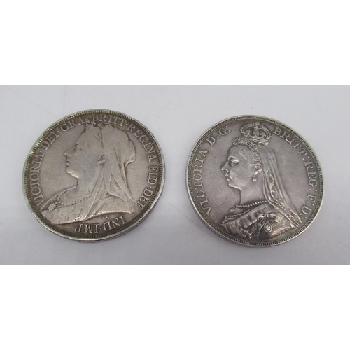 56 - Two Victorian crowns, 1889 and 1897, gross 1.81ozt (2)