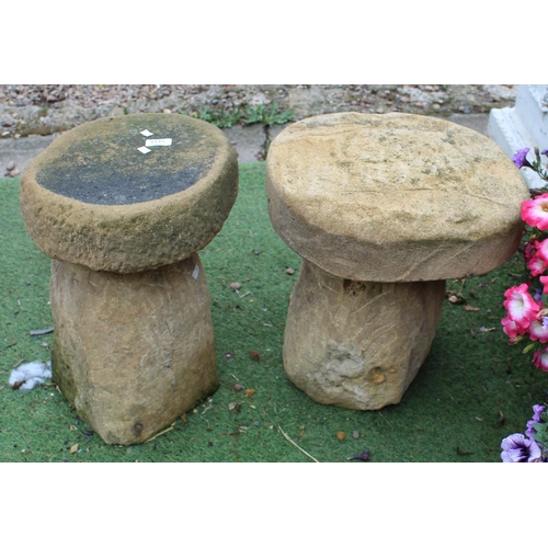 1133 - Pair of sandstone staddle stones, approx. H18