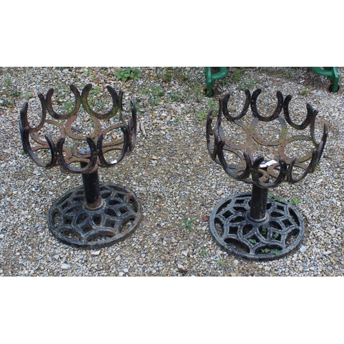 1134 - Pair of horse shoe garden urns approx. H19