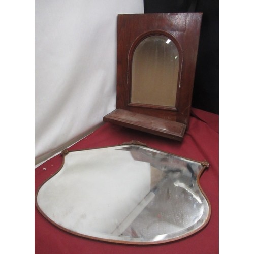 277 - Mahogany hall mirror with arched plate above a shelf and a copper framed mirror (2)