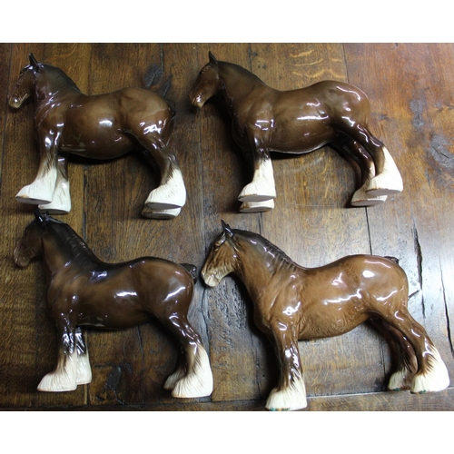 659 - Four Beswick models of Shire mares in brown gloss colourway, model no. 818 (4)
