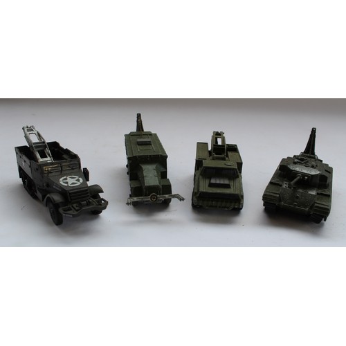 568 - Large collection of playworn diecast military vehicles including Dinky armoured command vehicle, Cen... 