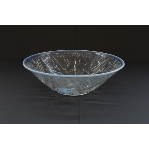 849 - c.1930's Jobling Opalescent glass bowl, relief moulded with rose pattern, W26.5cm