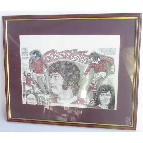 236 - Syd Little Collection - Framed and mounted montage 'Touch of Genius' signed by George Best