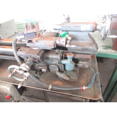 1127 - Boxford lathe, with extra motor and box, with three phase system