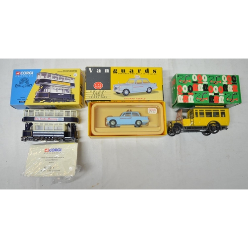 893 - Boxed diecast vehicles including trams, buses, vehicles including Corgi, Vanguard, etc