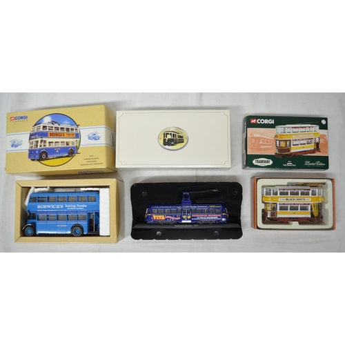 893 - Boxed diecast vehicles including trams, buses, vehicles including Corgi, Vanguard, etc