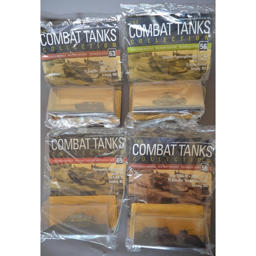 928 - Collection of magazine syndicated tank models, 12 with magazine, all 1/72 WWII subjects from DeAgost... 