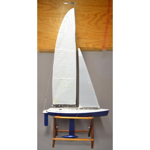 652 - Hand-made wooden radio controlled racing yacht model 