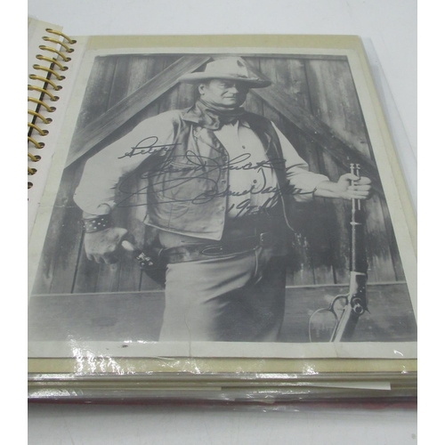1004 - Red folder containing signed photos of actors and celebrities inc. Michael Caine, Ronald Reagan(Auto... 