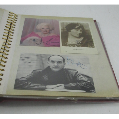 1004 - Red folder containing signed photos of actors and celebrities inc. Michael Caine, Ronald Reagan(Auto... 