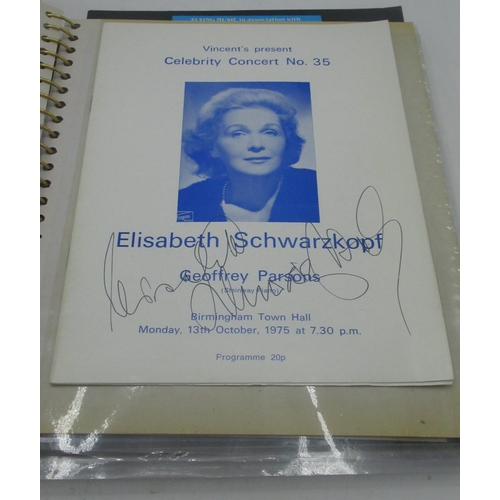 1006 - Two folders containing signed letters, photos and programmes, from politicians, singers and other ce... 