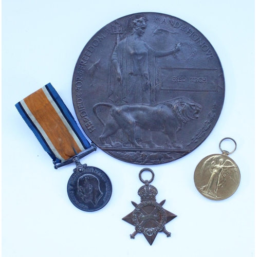 12 - WWI group inc. trio and death penny awarded 236774 F. Birch L. Sig Royal Navy