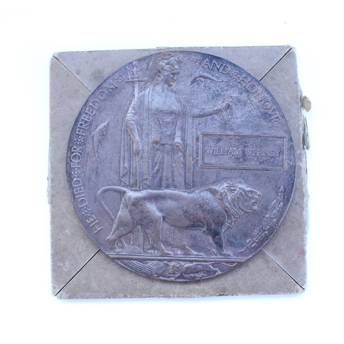 17 - WWI death penny awarded to William Verney