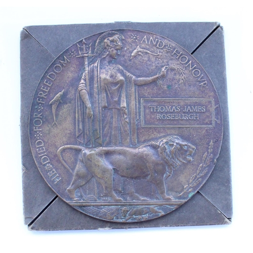 23 - WWI death penny awarded to Thomas James Roseburgh