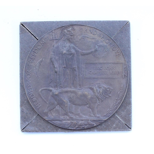 24 - WWI death penny awarded to Eric John Campbell Kirby