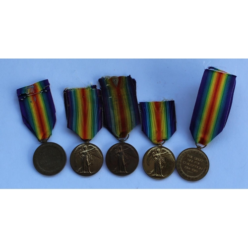 34 - Collection of five Victory medals awarded to 18493 Pte. John McGinlay, Seaforth 111571 Pte. M. Haye ... 