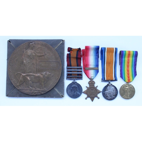 8 - Medal group consisting WWI Mons Star, Victory medal and British War medal, matching death penny and ... 