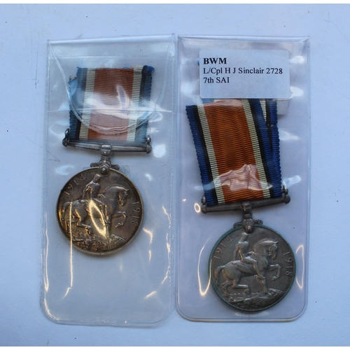 54 - Pair of WWI medals awarded to S-13623 Pte. W. Blackslores