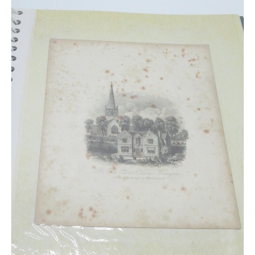 1014 - Grey album containing photos and postcards of Bromsgrove and its church with a red souvenir photo bo... 