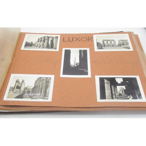 1015 - Brown leather photo album of Egypt, Tel-Aviv, containing photos of Sunset on the Nile, Luxor, Ben Je... 