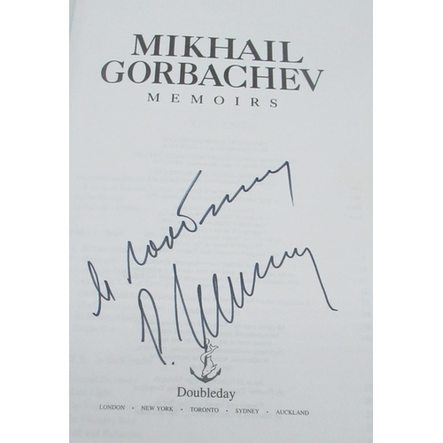 1020 - Gorbachev (Mikhail). Memoirs, Doubleday, 1996, this copy Signed by Mikail and Raisa Gorbachev at Har... 