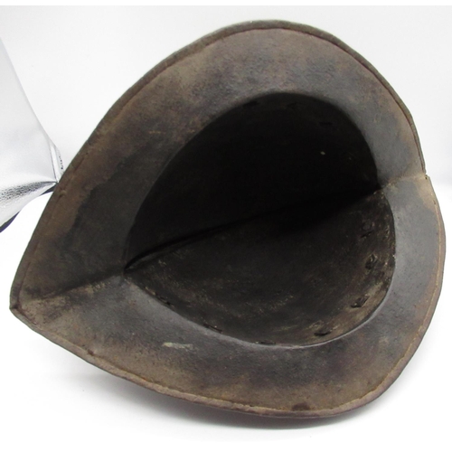 195 - C17th German Morion helmet with front plume holder