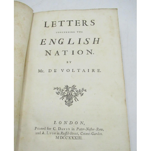 1029 - Voltaire (Francois Marie Arouet de), Letters Concerning the English Nation, Printed for C.Davis and ... 