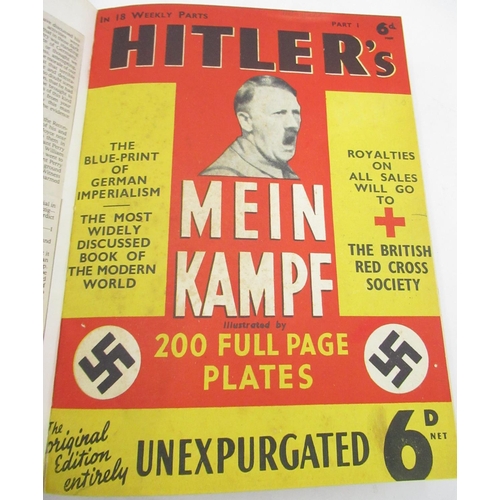 1042 - Hitlers Mein Kampf Unexpurgated magazine 1-18 bound in one book, various newspaper articles glued to... 