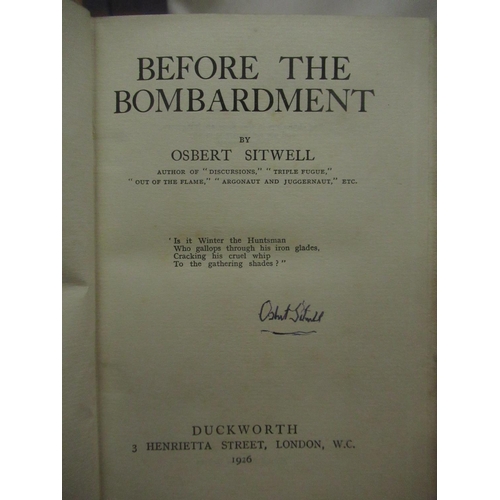 1119 - Sitwell(Osbert) Before the Bombardment, Duckworth,
1926, Rebound, Signed, Sitwell(Sacheverell)The Th... 