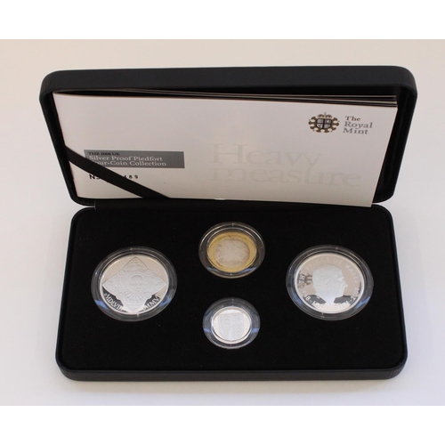 275 - Royal Mint 2008 UK silver proof piedfort 4 coin collection encapsulated in original box with certs.