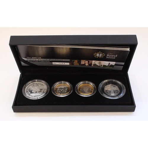 276 - Royal Mint 2009 UK silver proof piedfort 4 coin collection inc. Kew Gardens 50p, all encapsulated in... 