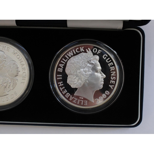277 - Royal Mint Bailiwick of Guernsey 'Centuries of Monarchy' 2000 & 2001 silver proof two coin set, cons... 