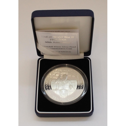 280 - Royal Mint 2005 silver proof .925 £10 medallion coin commemorating the 60th anniversary of the end o... 