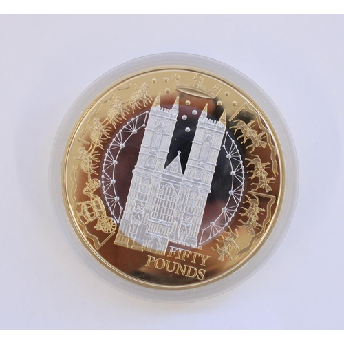 283 - Royal Mint 2002 Alderney £50 silver proof medallion coin (1kg) commemorating ERII Golden Jubilee, en... 