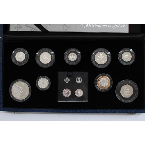 284 - Royal Mint 'the Queens 80th Birthday Collection' coin set, full silver proof coins running 1p to £5 ... 
