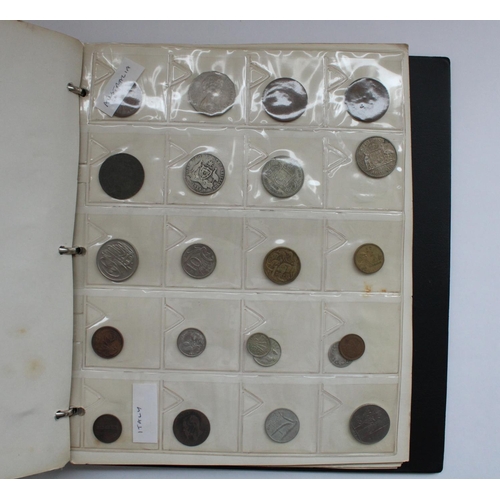288 - Three folders of mixed coinage including UK threepences, post -1946 cupro nickel, commemoratives, UK... 