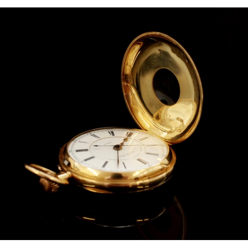 326 - H. White Manchester late Victorian 18ct gold centre seconds chronograph pocket watch.   Signed white... 
