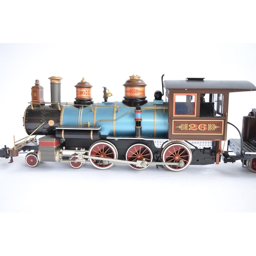 657 - A Bachmann G-gauge (Narrow scale) Baldwin 4-6-0 loco with tender. Tender lettering overpainted. Fair... 